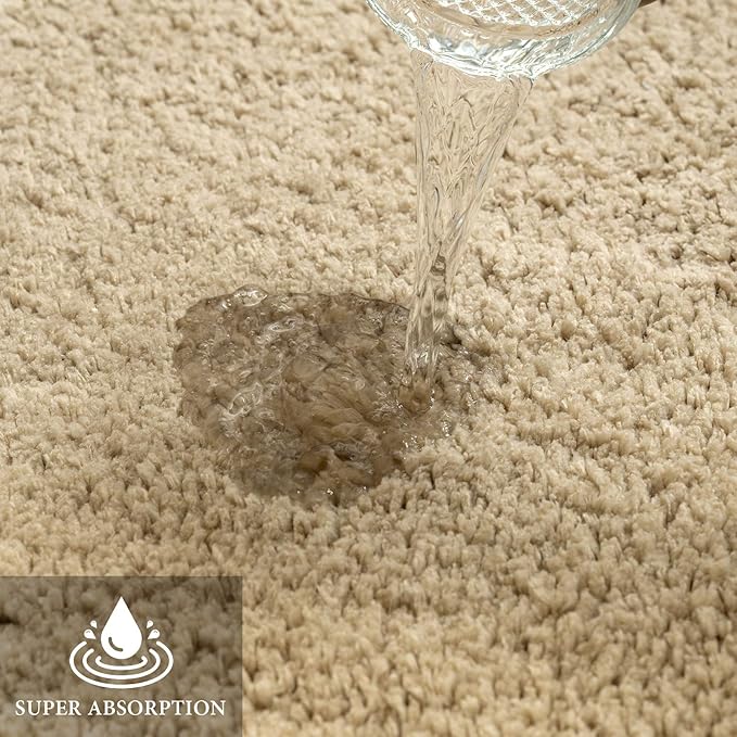 MIULEE Non Slip Small Bathroom Rug - Camel (16x24), Absorbent Thick Soft Microfiber Bath Mat, Machine Washable, Plush Carpet for Tub & Shower