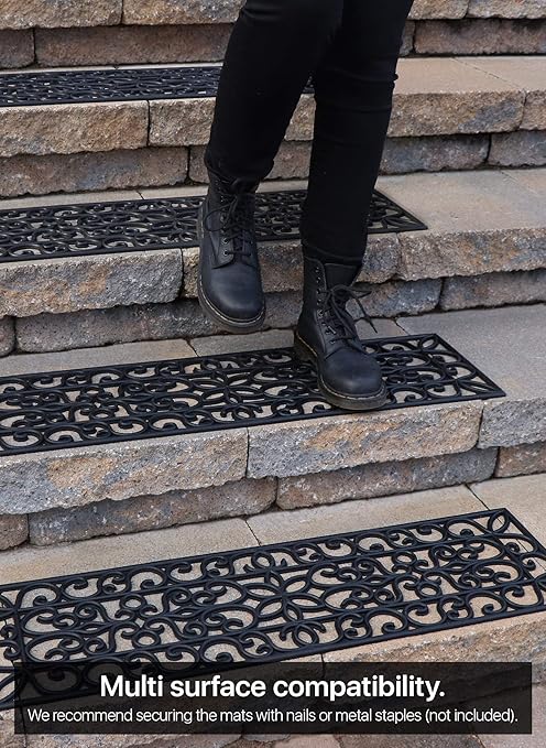 Rubber Stair Treads Non-Slip Outdoor 35”x10” (5-Pack) – Anti-Slip Step Mat