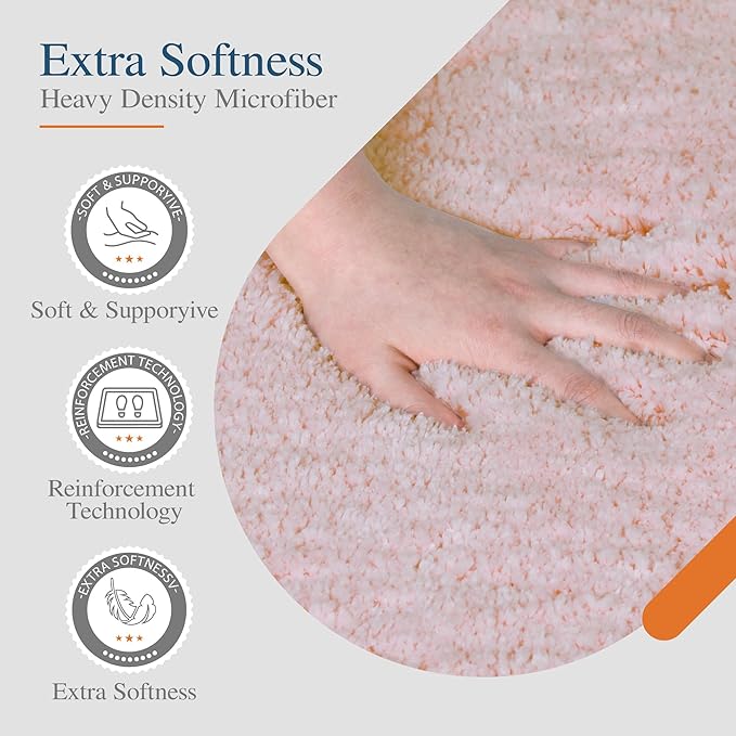 Walensee Bathroom Rug (24 x 36, Blush) Extra Soft and Absorbent Shaggy Bath Mat Machine Washable Microfiber Non Slip Luxury Bathroom Floor Mat