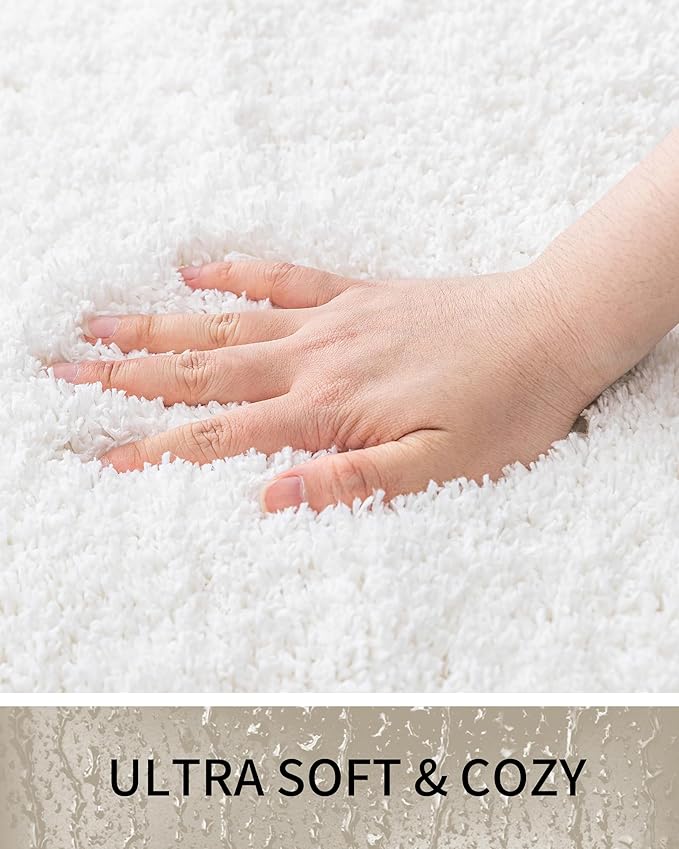 Toilet Rugs U-Shaped Mat 24x22, Contour Bathroom Mat - Ultra Soft & Absorbent Microfiber, Quick-Dry, Machine Washable with High Density Foam Latex Non Slip Backing, White