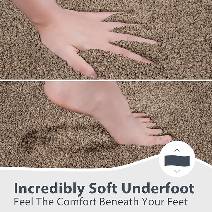 Bathroom Rugs 30" x 60", Non-Slip Extra Soft Absorbent Bath Rugs, Machine Washable Quick Dry Bath Mats for Bathroom Floor, Shower, Bathtub and Sink, Grayish Brown & Coffee
