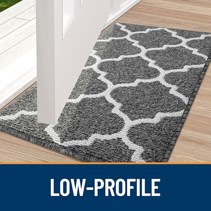 OLANLY Indoor Door Mat, 32x20, Non-Slip Absorbent Resist Dirt Entrance Mat, Washable Low-Profile Inside Floor Doormats for Entryway, Black