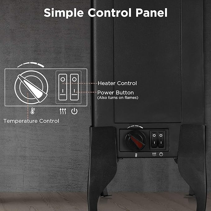 TURBRO Suburbs TS17 Compact Electric Fireplace Stove, 18” Freestanding Stove Heater with Realistic Flame - CSA Certified - Overheating Safety Protection - for Small Spaces - 1400W