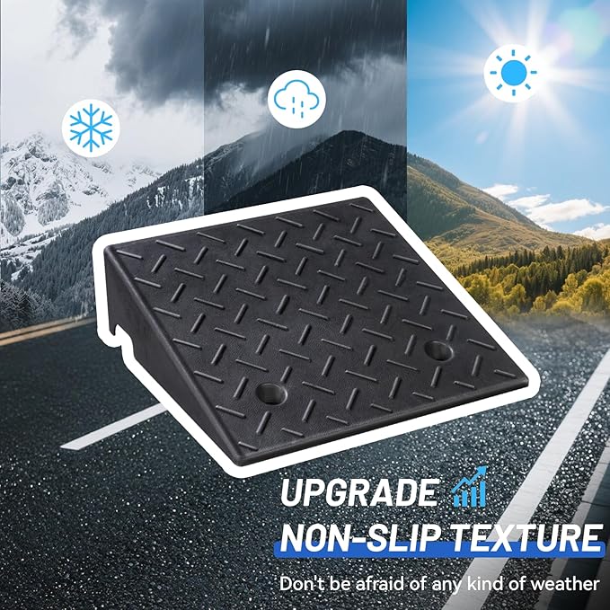 Rubber Curb Ramp, 6" Rise Height 2 Pack, Heavy-Duty 4 T Capacity Threshold Ramps, 19.7" L x 19.7" W Driveway Ramps for Cars, Wheelchairs, Bikes, Motorcycles