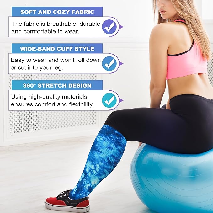 LEVSOX Plus Size Compression Socks for Women Men Wide Calf Extra Large 15-20 mmHg Knee High Sock for Nurses Pregnant Travel