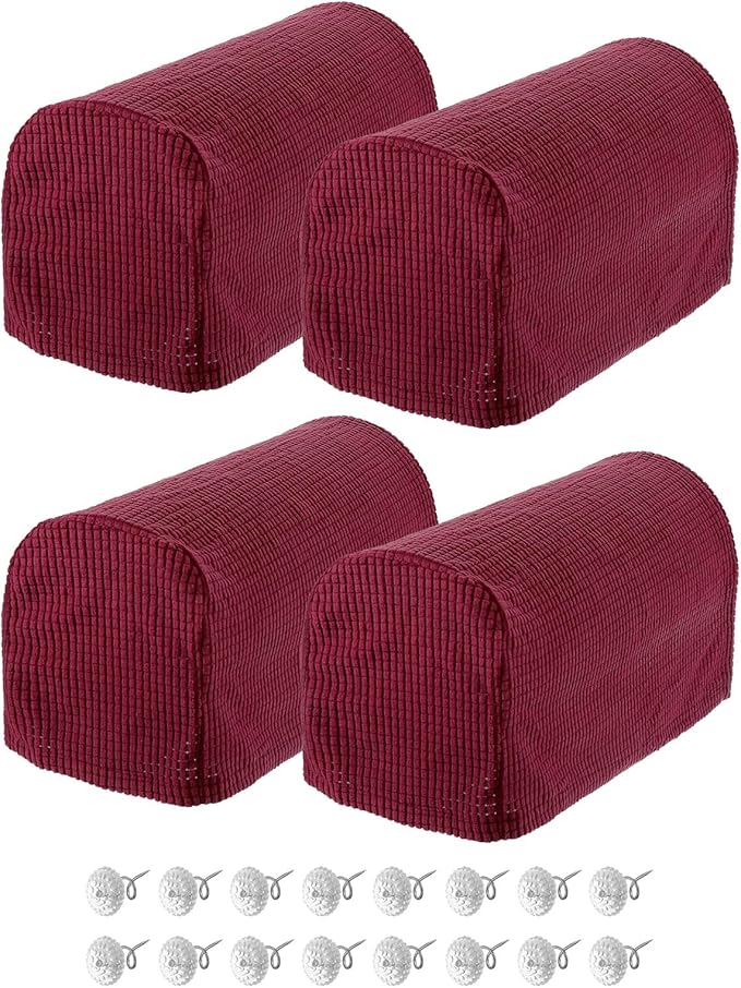 uxcell Stretch Armrest Covers Armchair Anti-Slip for Chairs Sofas Couch Arm Covers Recliner Sofa Burgundy 4 Pcs
