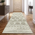 jinchan Moroccan Runner Rug 3x10 - Kitchen Machine Washable Runner Rug Modern Geometric Low-Pile Lightweight Non-Slip Carpet for Entryway Hallway Laundry Room Bedroom Bedside (3x10ft, Taupe)