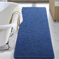 LOCHAS Luxury Bathroom Rug Shaggy Bath Mat 24 x 70 Inch, Washable Non Slip Bath Rugs for Bathroom Shower, Soft Plush Chenille Absorbent Carpets Mats, Blue