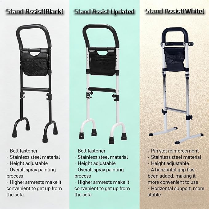 Stand Assist(Black)-Mobility Standing Aid Rail for Couch, Chair, Bedside, Toilet. Assistance Handle for People with Limited Mobility. Safety Grab Bar for Standing, Walking, Up and Down The Stairs