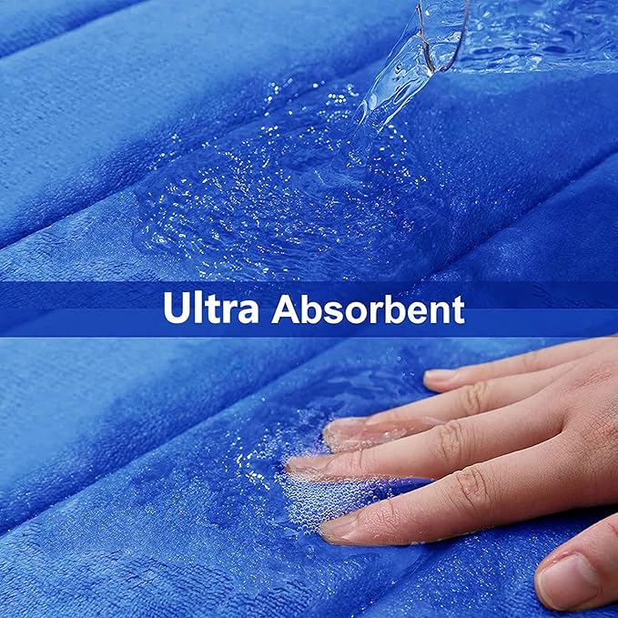 Buganda Memory Foam U-Shaped Contour Toilet Rugs, Non Slip Absorbent, Thick Soft Washable Bathroom Mat, Floor Carpet Bath Rugs Mat for Toilet Base (20" x 20", Royal Blue)