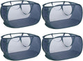 4 Pack Collapsible Laundry Baskets, Foldable Laundry Basket with Pocket, Durable Pop Up Hampers, Reinforced Handles Dirty Clothes Hamper for Laundry, Bedroom, Bathroom, Dorm, Travel or Camping Navy