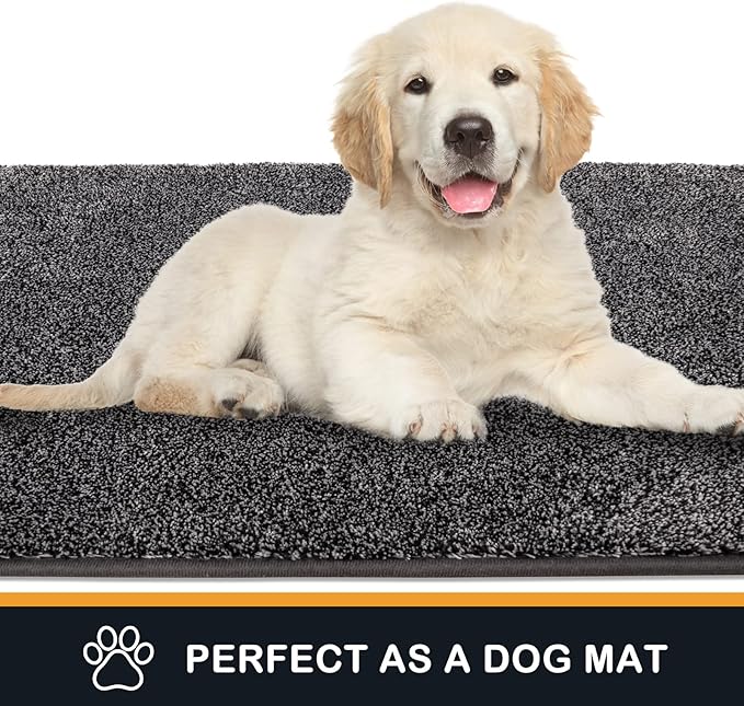 PURRUGS Dirt Trapping Door Mat 31.5" x 70", Non-Slip Machine Washable Entry Rug, Shoe Scraper, Dog Doormat, Super Absorbent Welcome Mat for Front & Back Door, Muddy Shoes & Paws, Light Grey-Dark Grey