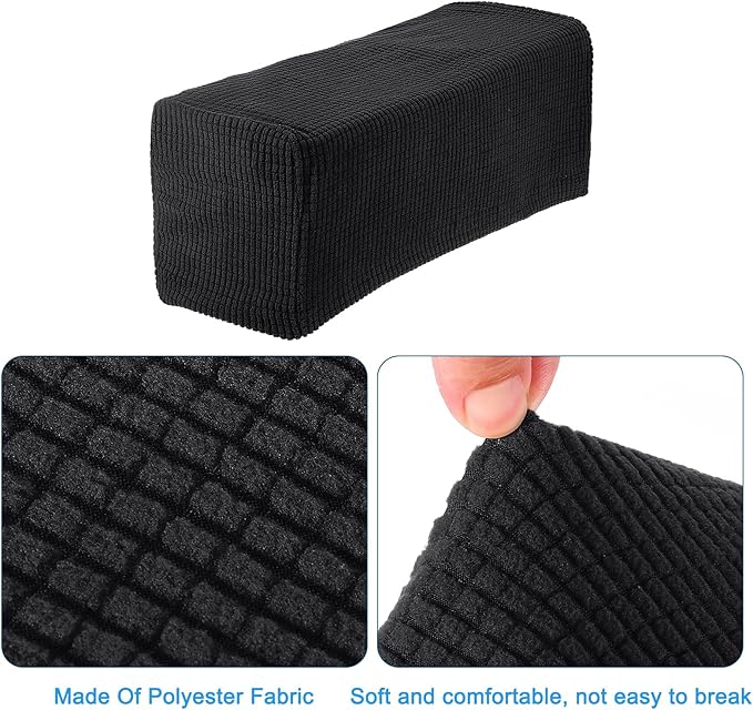 uxcell 2pcs Stretch Armrest Covers for Chairs/Sofas, Couch Arm Covers with Twist Pin, Furniture Protector Slipcovers for Sofa Chair Recliner Black