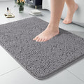 LOCHAS Luxury Bathroom Rug Shaggy Bath Mat 24 x 36 Inch, Washable Non Slip Bath Rugs for Bathroom Shower, Soft Plush Chenille Absorbent Carpets Mats, Gray