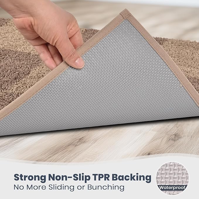 PURRUGS Bathroom Rug Non-Slip Machine Washable 30" x 60", Super Absorbent and Quick-Dry Bath Mat, Extra Soft and Plush Bath Rug for Shower, Bathtub and Sink, Grayish Brown & Coffee