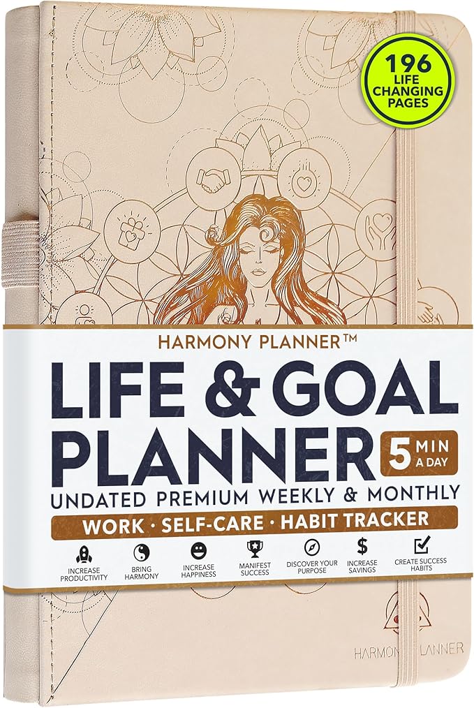 Life & Goal Planner – Undated Daily, Weekly & Monthly Organizer with Habit Tracker, Time Management Tools, and Productivity Journal for Personal Growth and Success