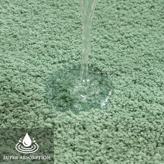 MIULEE Sage Green Bathroom Rugs Non Slip Bath Mat 24'' x 40'' Shaggy Soft Bath Rug Plush Microfiber Absorbent Water for Shower Tub Machine Washable (Sage Green, 24x40 Inches)