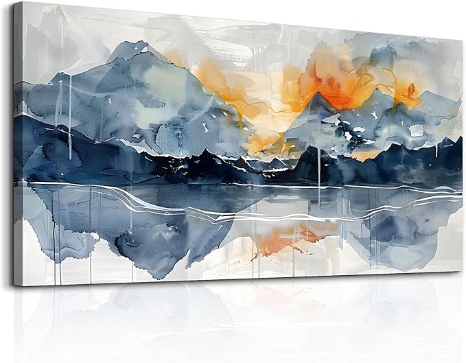 KELIYUAN Large Wall Art For Living Room Canvas Wall Decor For Bedroom Office Decoration Abstract Watercolour Wall Pictures Artwork Mountain Landscapes Paintings Modern Home Decor Hang Easy 60"X30"