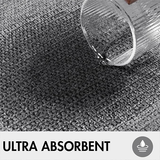 MIULEE Set of 2 Ultra Thin Bathroom Rugs, Rubber Bath Mats for Bathroom Non Slip, Quick Dry Absorbent Bath Rug Machine Washable, Fit Under Door, Shower, Sink, Home Decor, Grey, 20"x24"+17"x27"