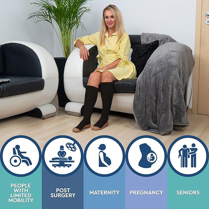 TheraMagic® Zipper Compression Socks for Men & Women, 20-30mmHg Closed Toe Graduated Zippered Compression Stocking