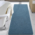 LOCHAS Luxury Bathroom Rug Shaggy Bath Mat 24 x 70 Inch, Washable Non Slip Bath Rugs for Bathroom Shower, Soft Plush Chenille Absorbent Carpets Mats, Denim Blue