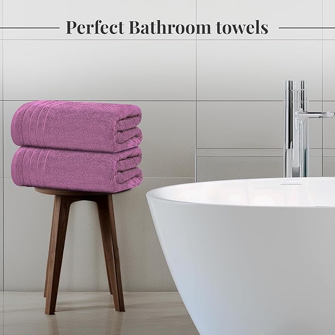 Tens Towels Pack of 8 Towels Set, 2 Extra Large Bath, 2 Hand, 4 Washcloths, 100% Cotton, Lighter Weight, Quicker to Dry, Super Absorbent, Perfect for Bathroom, Purple