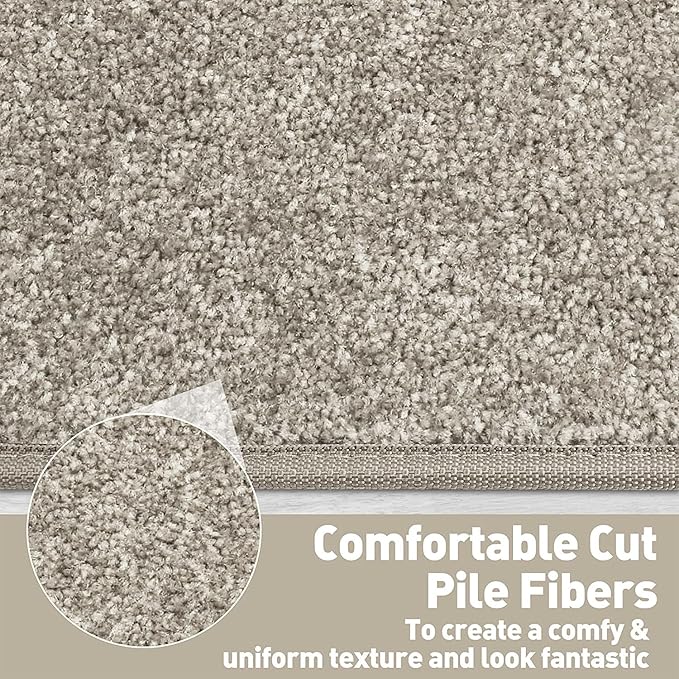 PURE ERA Carpet Stair Treads Tape Free Non Slip Indoor Stair Carpet Stair Protectors Pet-Friendly Non-Slip Skid Resistant Washable Reusable 8" x 30"(14 Pieces,Cream Gray)