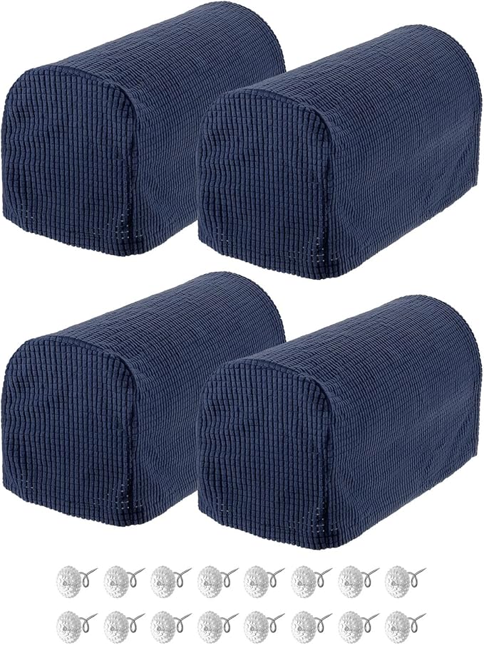 uxcell Stretch Armrest Covers Armchair Anti-Slip for Chairs Sofas Couch Arm Covers Recliner Sofa Navy Blue 4 Pcs