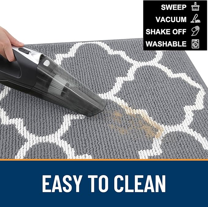 OLANLY Indoor Door Mat, 32x20, Non-Slip Absorbent Resist Dirt Entrance Mat, Washable Low-Profile Inside Floor Doormats for Entryway, Grey