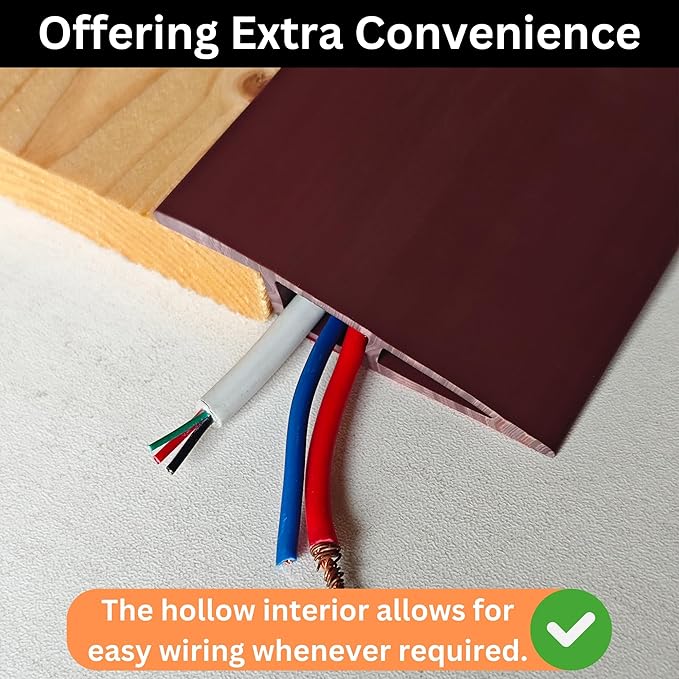 1/2" to 3/5" Height Threshold Ramp - Rubber Threshold, Floor Transition Strip, Wheelchair Ramp, Door Strip, Carpet to Tile Strip (Brunette Brown, 80 inches)