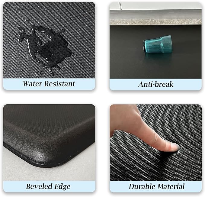 Artnice Kitchen Mats for Floor, 3/4 Inch Thick Anti Fatigue Mat, Non-Slip Standing Desk Mat, Waterproof Cushioned Kitchen Rugs for Home, Office, Sink, Laundry (17.3" x 28")