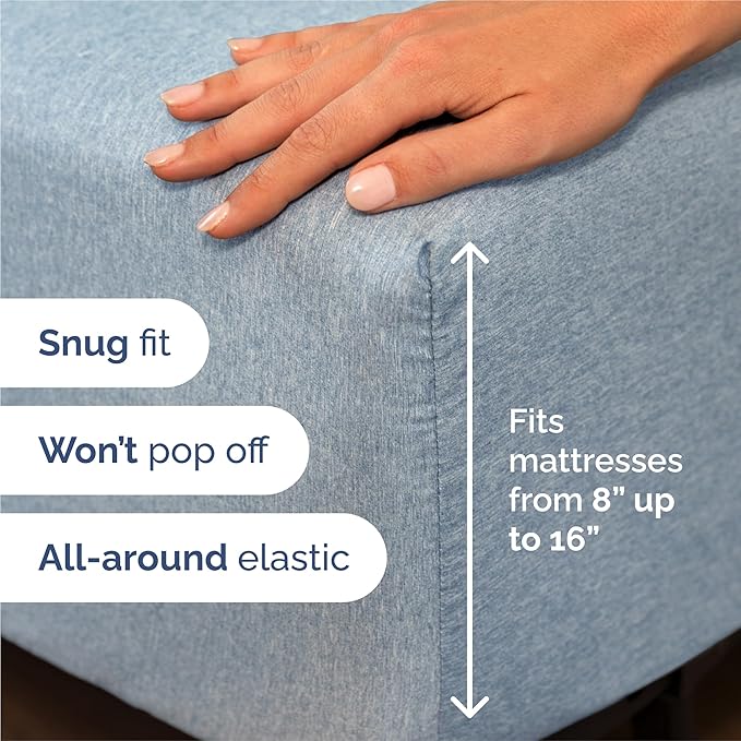 Split King 7 Piece Sheet Set - Cooling & Breathable Bed Sheets - Hotel Luxury Bed Sheets for Women, Men, Kids & Teens - Deep Pockets - Easy Fit - Soft & Wrinkle Free - Split King Heathered Blue Sheets