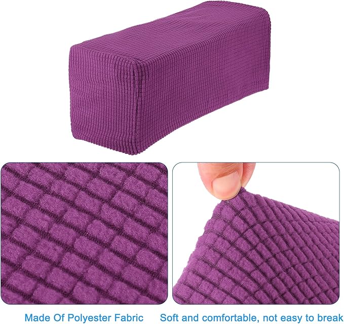 uxcell 2pcs Stretch Armrest Covers for Chairs/Sofas, Couch Arm Covers with Twist Pin, Furniture Protector Slipcovers Purple