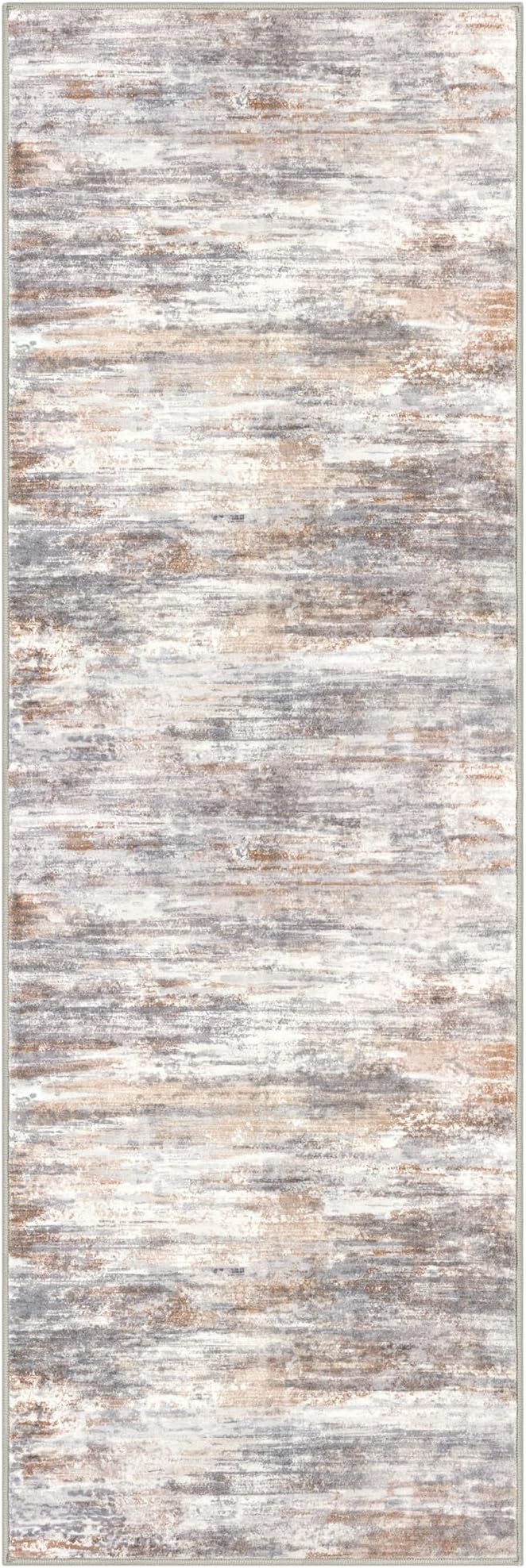 KOZYFLY 2x6 Washable Runner Rug for Hallways & High-Traffic Areas - Non-Slip Kitchen & Entryway Runner, Multi Grey Abstract Modern Low-Pile Carpet, Perfect for Bathroom, Laundry Room, Foyer