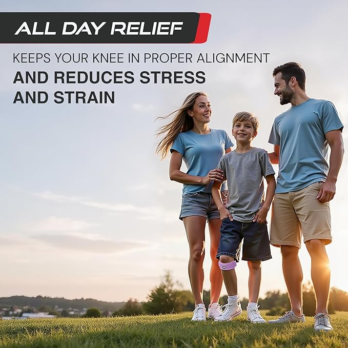 Sleeve Stars Swedish Brand Patellar Tendon Support Strap for Women & Men Effective Osgood Schlatter Knee Brace Youth & Kids Knee Brace with 3 Adjustable Length fits 7"-15" (Single/Light Purple/Kids)