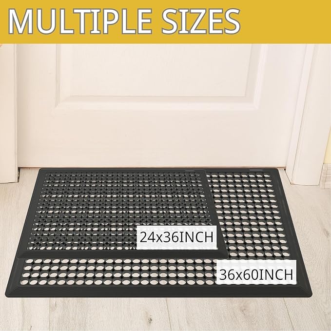 BESEA 4Pack Rubber Floor Mats 24 x 36 Inch – Heavy Duty Outdoor Door Mats with Non-Slip Mesh Design, Weatherproof Garage Floor Mat, Kitchen Floor Mat for Wet or Slippery Areas