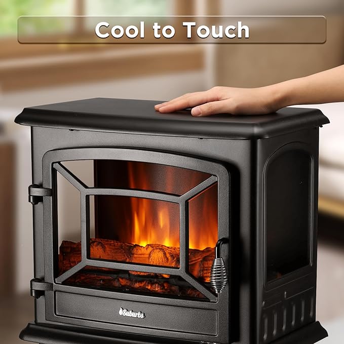 TURBRO Suburbs 20 in. Electric Fireplace Infrared Heater with Crackling Sound, Freestanding Fireplace Stove with Realistic Flame Effect, CSA Certified, Overheating Protection, Easy to Assemble, 1400W