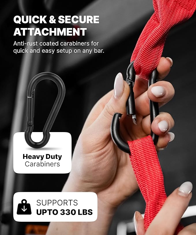 DMoose Fitness Hanging Ab Straps for Pull Up Bar & Core Strength Training - Thick Padded Arm Strap for Ab Swing with 2 Rust-Resistant Carabiners - Pull Up Straps for Ab Workouts at Home and Gym
