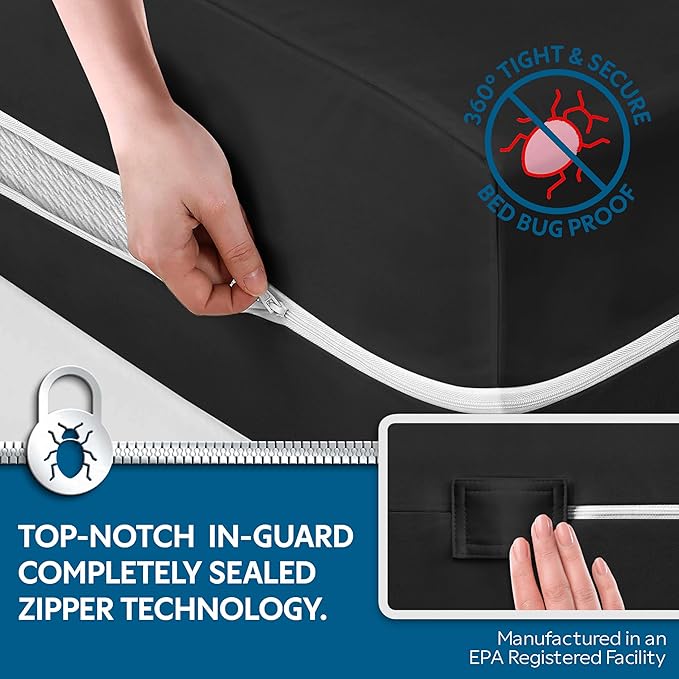 Guardmax Jersey Knitted Short Queen Zippered Mattress Encasement - Waterproof & Bed Bug Proof Mattress Protector - Comfortable, Soft, and Noiseless Zippered Bedding - Dust Mite Proof (60 x 75 x 12)