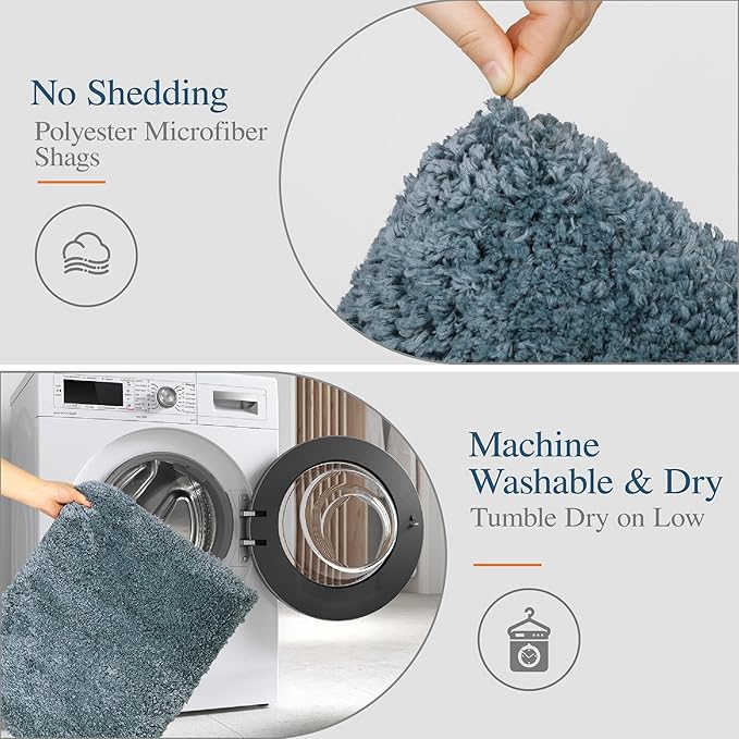 Walensee Large Bathroom Rug (24 x 48, Slate) Extra Soft and Absorbent Shaggy Bath Mat Machine Washable Microfiber Non Slip Luxury Floor Mat