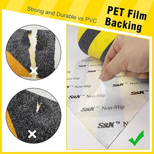 S&X Black/Yellow Anti Slip Tape, 6" x 33 FT, Heavy-Duty Grip Tape for Stairs Outdoor Waterproof Safety Non Skid Roll High Traction Non Slip Treads with Hard-Wearing Surface