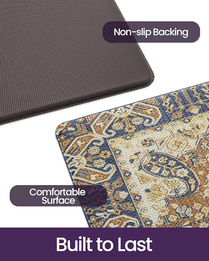 DEXI Kitchen Mats for Floor Cushioned, 23x86 Extra Large Long Runner Rug Non Slip, Waterproof Soft Comfort Standing Padded Anti Fatigue Decorative, Brown Beige, 23x86