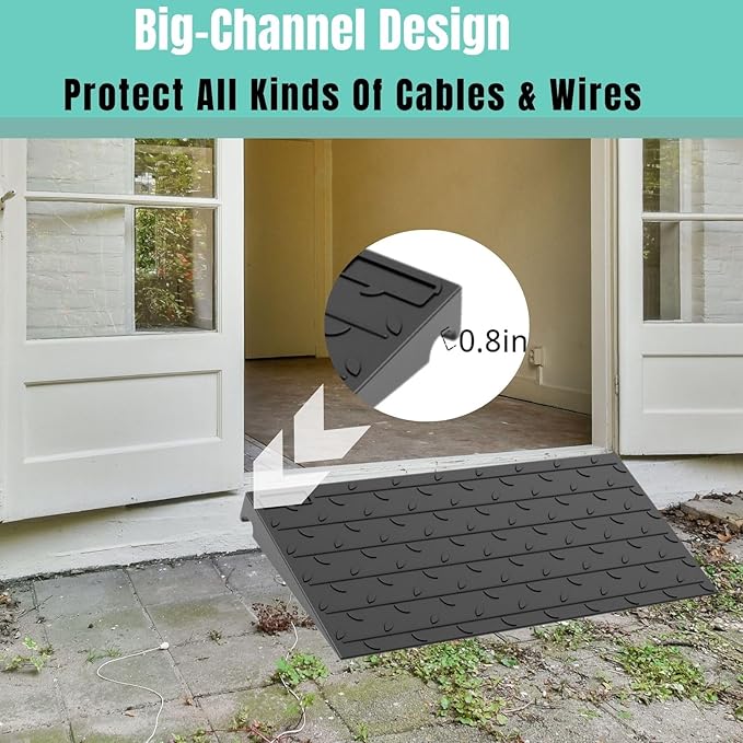 BESEA 2" inch Threshold Ramp Rubber Wheelchair Ramp, No-Slip Surface 3000 Lbs Load Capacity for Home Doorways Driveways Curb