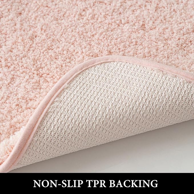 MIULEE Pink Toilet Rug U Shaped for Bathroom - Soft and Absorbent Microfiber Contour Bath Rugs for Toilet, Non Slip Rubber Backside for Extra Safety, Machine Washable - Blush, 20''x20''