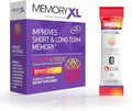 MemoryXL, Magnesium L-Threonate: Brain Supplement for Memory & Focus; Magtein®, Phosphatidylserine, Vitamin Mix. Improves Memory Focus Attention Learning & Logic. 0 Sugar, 0 Cal, 30pk Cranberry Lemon