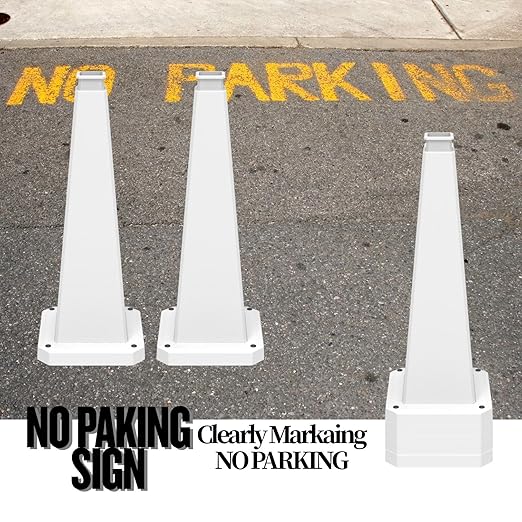 BESEA 6 Pack 36" Bright White Traffic Safety Cones with Weighted Base, High-Visibility Parking Cones for Driveways, Business Parking Lots, Garages, Indoor/Outdoor Use