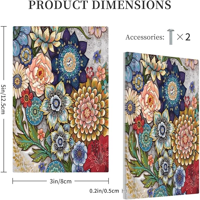 Boho Floral Colorful Floral Multi Color Flower Light Switch Cover Plate 1 Gang No Device Blank Electrical Wall Plates Faceplate Decorative Switch Plate Covers for Bedroom Living Room Home Decor
