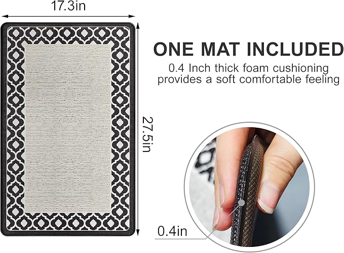 Small Anti Fatigue Kitchen Rug Kitchen Sink Rug Non Slip Kitchen Mats for Floor Cushioned Kitchen Rug Ergonomic Comfort Standing Mat for Kitchen Floor Office Sink Laundry 17.3 x 27.5inch