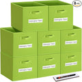 artsdi Fabric storage cubes (8 Pack) 11 Inch Cube Storage Bin, cube organizer bins with 8 Labels Window Cards & a Pen, Foldable cube organizer bins and Storage Box, lime green