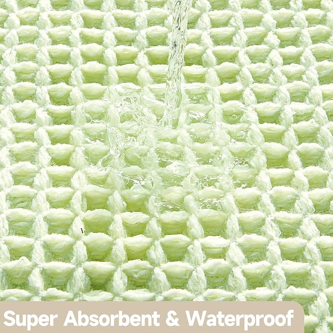 Waffle Runner Rug Bathroom, Boho Bathroom Rugs Non Slip Washable Long Super Absorbent Quick Dry Cute Bath Mat Farmhouse Bath Decor, 72"x24" Pale Green